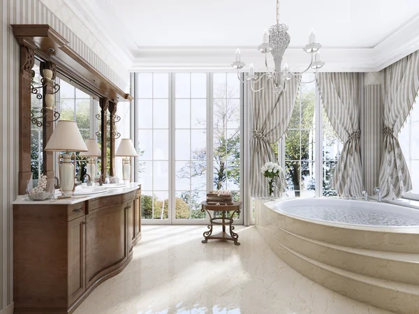 Luxury neoclassical furniture in modern style in the bathroom.