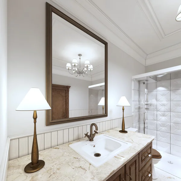 Muebles lavabo lavabo con encimera de mármol . — Foto de Stock