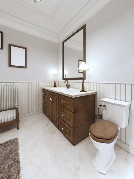 Ванна в сучасному стилі з раковиною ванною і туалетом з комфортом — стокове фото