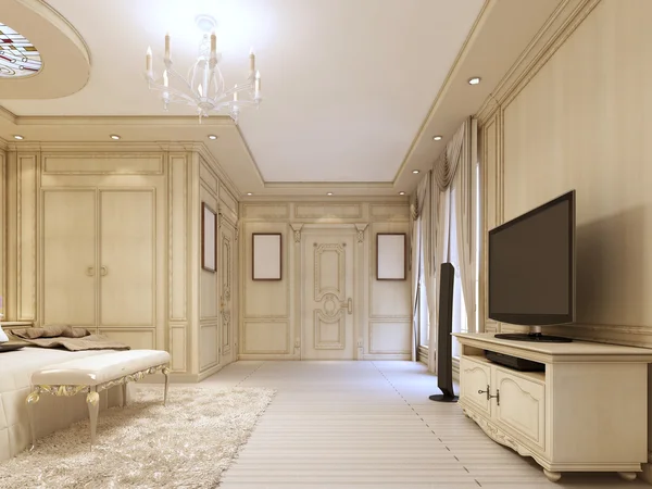 Klasik başucundaki için lüks neo-klasik yatakta Tv ünitesi