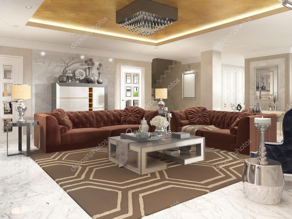 Nappali, art deco stÃlusú, kárpitozott tervezÅ megvalósà — stock ...