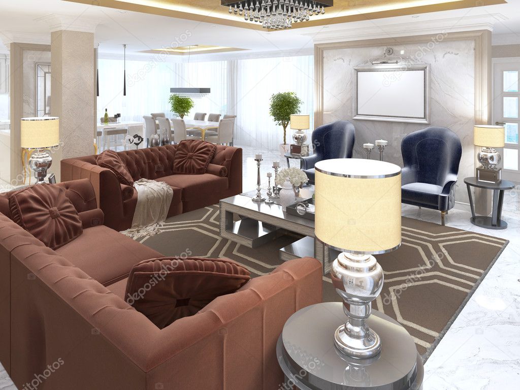 Sala de estar art deco | Sala de estar de estilo art Deco con furnitur