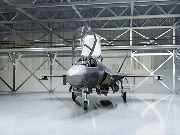 Subtle Multifunctional Fighter Bomber Fifth Generation Modern Fighter Hangar Rendering — Stock Photo, Image