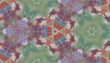 Kaleydoskop arka planı. Yağ lekesi tekniğinde çizilmiş etnik renkli modern soyut doku, kusursuz desen arka plan