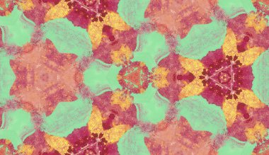 Etnik renkli, modern, soyut el yağlı boyayı karalama tekniğiyle kağıda çizdi. Tekstil pürüzsüz desen kırışıklığı