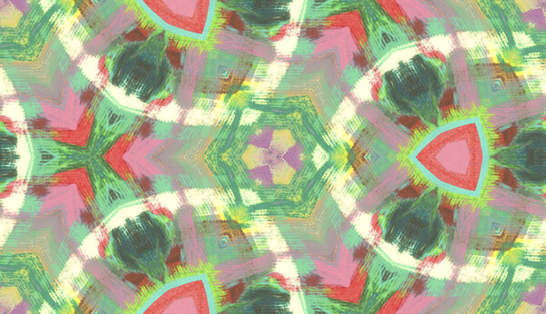 Ethnic colorful modern abstract hand drawn oil painting on paper in smear technique. Textile seamless pattern facture