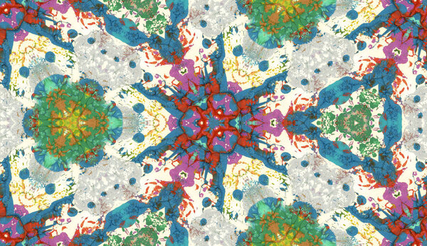 Ethnic colorful modern abstract hand drawn oil painting on paper in smear technique. Textile seamless pattern facture