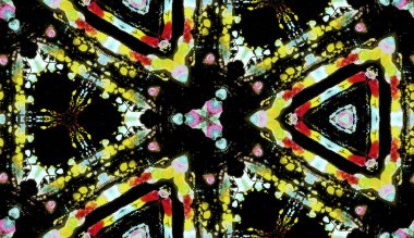 Etnik renkli, modern, soyut el yağlı boyayı karalama tekniğiyle kağıda çizdi. Tekstil pürüzsüz desen kırışıklığı