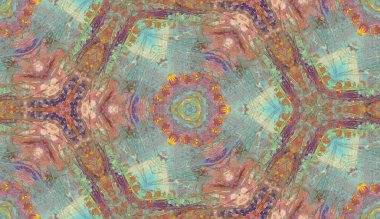 Etnik renkli, modern, soyut el yağlı boyayı karalama tekniğiyle kağıda çizdi. Tekstil pürüzsüz desen kırışıklığı