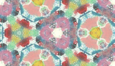 Etnik renkli, modern, soyut el yağlı boyayı karalama tekniğiyle kağıda çizdi. Tekstil pürüzsüz desen kırışıklığı