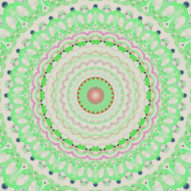 Renkli, kaliteli bir el yağlı boyası karalama tekniğiyle kağıda çizilmiş. Soyut fayansla tekstil desensiz arkaplan