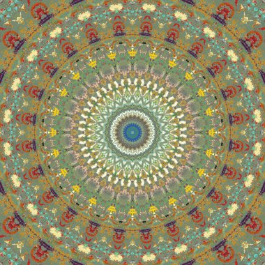 Renkli, kaliteli bir el yağlı boyası karalama tekniğiyle kağıda çizilmiş. Soyut fayansla tekstil desensiz arkaplan