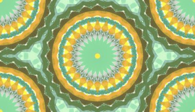 andala kaleydoskopi. Etnik renkli modern soyut ve karalama tekniğiyle kağıda yağlı boya çizilmiş. Kusursuz desen fraktür, doku, arkaplan