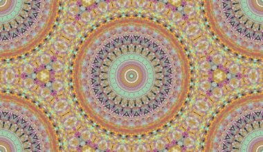 andala kaleydoskopi. Etnik renkli modern soyut ve karalama tekniğiyle kağıda yağlı boya çizilmiş. Kusursuz desen fraktür, doku, arkaplan