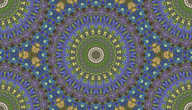 andala kaleydoskopi. Etnik renkli modern soyut ve karalama tekniğiyle kağıda yağlı boya çizilmiş. Kusursuz desen fraktür, doku, arkaplan