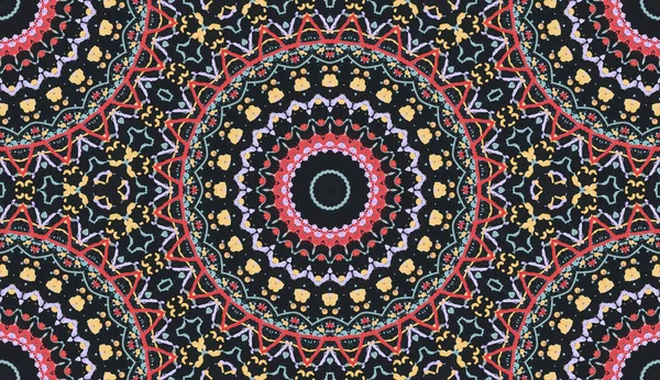 Mandala Kaleidoskooppi Etninen Värikäs Moderni Abstrakti Piirretty Öljymaalaus Paperille Mustamaalaustekniikalla — kuvapankkivalokuva