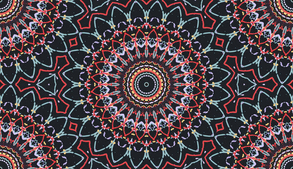 Mandala kaleidoscope.Ethnic colorful modern abstract and drawn oil painting on paper in smear technique. seamless pattern facture, texture, background