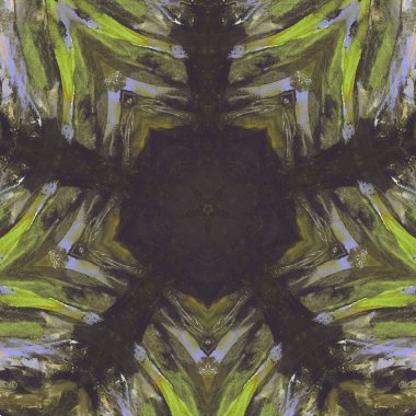 Etnik renkli, modern, soyut el yağlı boyayı karalama tekniğiyle kağıda çizdi. Tekstil desensiz kırışıklık, doku, arka plan yağlı boya beş köşeli yıldız taşı.