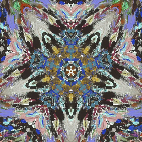 Etniska Färgglada Moderna Abstrakta Handritade Oljemålning Papper Smutskastning Teknik Textil — Stockfoto