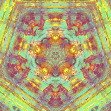 Etnik renkli, modern, soyut el yağlı boyayı karalama tekniğiyle kağıda çizdi. Tekstil desensiz kırışıklık, doku, arka plan yağlı boya beş köşeli yıldız taşı.