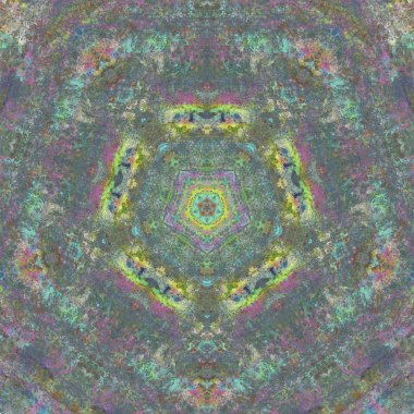 Etnik renkli, modern, soyut el yağlı boyayı karalama tekniğiyle kağıda çizdi. Tekstil desensiz kırışıklık, doku, arka plan yağlı boya beş köşeli yıldız taşı.