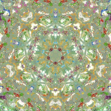 Etnik renkli, modern, soyut el yağlı boyayı karalama tekniğiyle kağıda çizdi. Tekstil desensiz kırışıklık, doku, arka plan yağlı boya beş köşeli yıldız taşı.