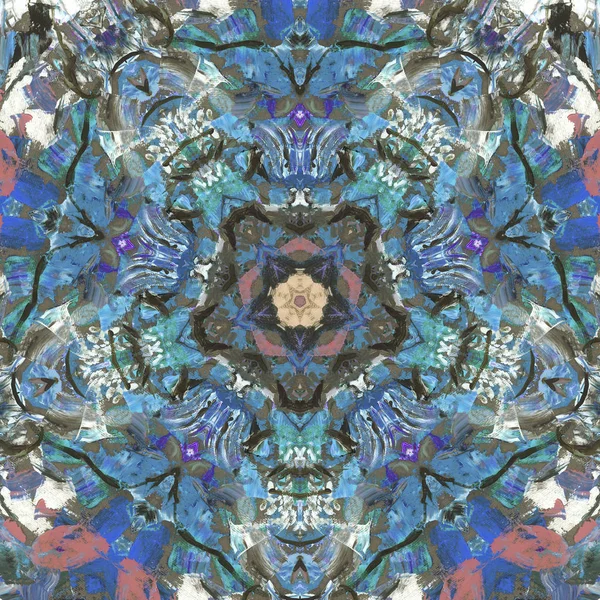 Andala Kaleidoscope Ethnic Coloré Moderne Abstrait Dessiné Peinture Huile Sur — Photo