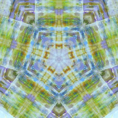 andala kaleydoskopi. Etnik renkli modern soyut ve karalama tekniğiyle kağıda yağlı boya çizilmiş. Kusursuz desen fraktür, doku, arkaplan