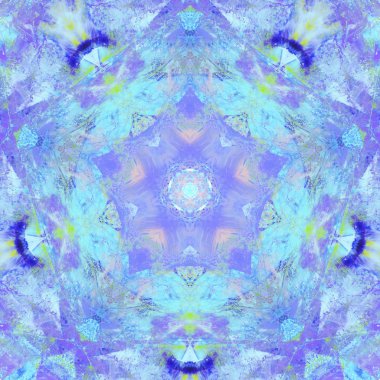 andala kaleydoskopi. Etnik renkli modern soyut ve karalama tekniğiyle kağıda yağlı boya çizilmiş. Kusursuz desen fraktür, doku, arkaplan