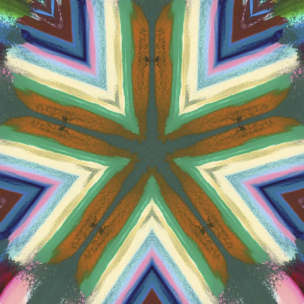 Andala Caleidoscopio Colorido Étnico Abstracto Moderno Dibujado Pintura Óleo Sobre —  Fotos de Stock