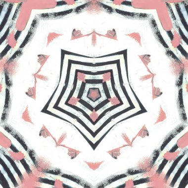 andala kaleydoskopi. Etnik renkli modern soyut ve karalama tekniğiyle kağıda yağlı boya çizilmiş. Kusursuz desen fraktür, doku, arkaplan