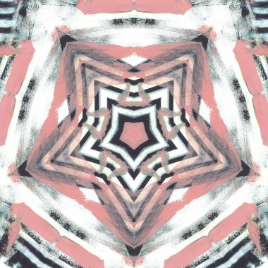 andala kaleydoskopi. Etnik renkli modern soyut ve karalama tekniğiyle kağıda yağlı boya çizilmiş. Kusursuz desen fraktür, doku, arkaplan