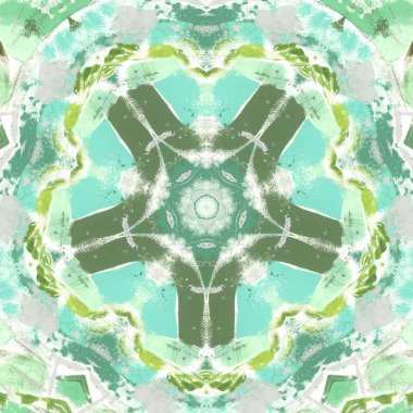 andala kaleydoskopi. Etnik renkli modern soyut ve karalama tekniğiyle kağıda yağlı boya çizilmiş. Kusursuz desen fraktür, doku, arkaplan