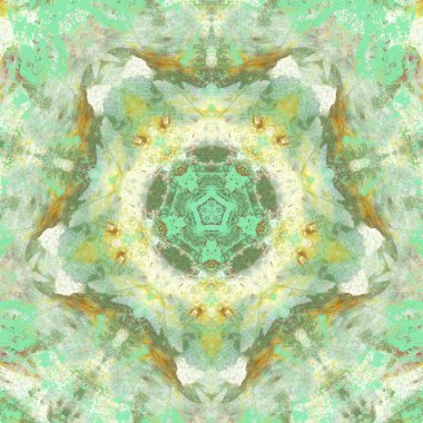 andala kaleydoskopi. Etnik renkli modern soyut ve karalama tekniğiyle kağıda yağlı boya çizilmiş. Kusursuz desen fraktür, doku, arkaplan