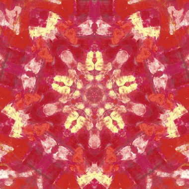 andala kaleydoskopi. Etnik renkli modern soyut ve karalama tekniğiyle kağıda yağlı boya çizilmiş. Kusursuz desen fraktür, doku, arkaplan