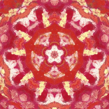 andala kaleydoskopi. Etnik renkli modern soyut ve karalama tekniğiyle kağıda yağlı boya çizilmiş. Kusursuz desen fraktür, doku, arkaplan