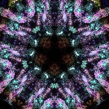 andala kaleydoskopi. Etnik renkli modern soyut ve karalama tekniğiyle kağıda yağlı boya çizilmiş. Kusursuz desen fraktür, doku, arkaplan