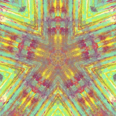 andala kaleydoskopi. Etnik renkli modern soyut ve karalama tekniğiyle kağıda yağlı boya çizilmiş. Kusursuz desen fraktür, doku, arkaplan