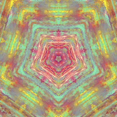 andala kaleydoskopi. Etnik renkli modern soyut ve karalama tekniğiyle kağıda yağlı boya çizilmiş. Kusursuz desen fraktür, doku, arkaplan