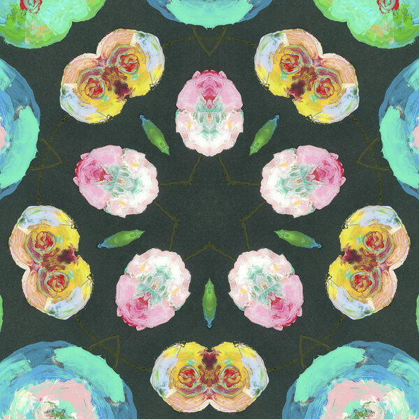 andala kaleidoscope.Ethnic colorful modern abstract and drawn oil painting on paper in smear technique. seamless pattern facture, texture, background