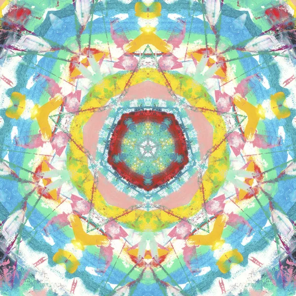 Andala Kaleidoscope Ethnic Coloré Moderne Abstrait Dessiné Peinture Huile Sur — Photo