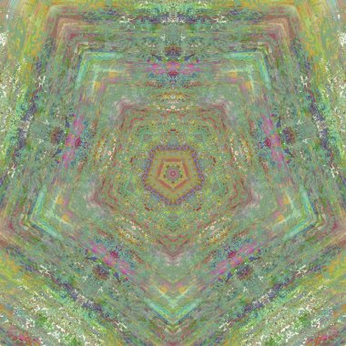 andala kaleydoskopi. Etnik renkli modern soyut ve karalama tekniğiyle kağıda yağlı boya çizilmiş. Kusursuz desen fraktür, doku, arkaplan