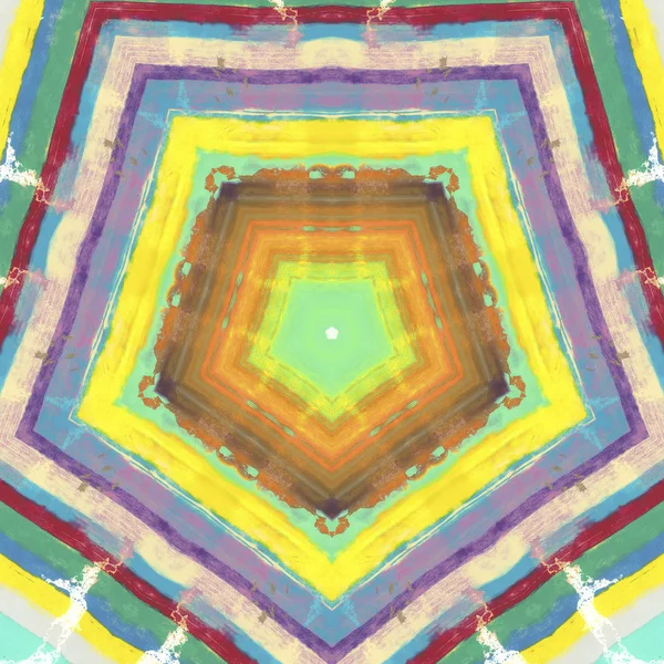 Andala Kaleydoskopi Etnik Renkli Modern Soyut Karalama Tekniğiyle Kağıda Yağlı — Stok fotoğraf