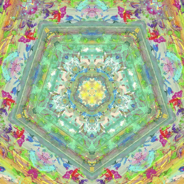 Andala Kaleidoscope Etnikai Színes Modern Elvont Rajzolt Olajfestmény Papíron Kenet — Stock Fotó