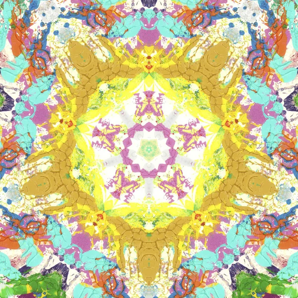 Andala Kaleidoscope Ethnic Colorful Modern Abstract Drawn Oil Painting Paper — Stock Photo, Image