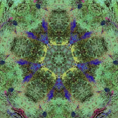 andala kaleydoskopi. Etnik renkli modern soyut ve karalama tekniğiyle kağıda yağlı boya çizilmiş. Kusursuz desen fraktür, doku, arkaplan