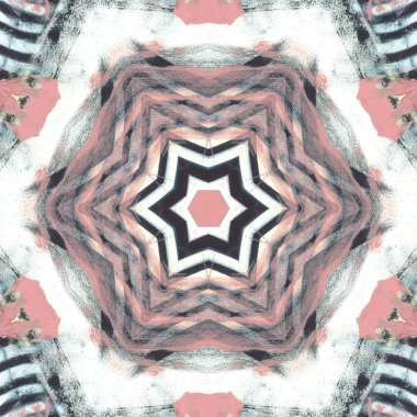 andala kaleydoskopi. Etnik renkli modern soyut ve karalama tekniğiyle kağıda yağlı boya çizilmiş. Kusursuz desen fraktür, doku, arkaplan