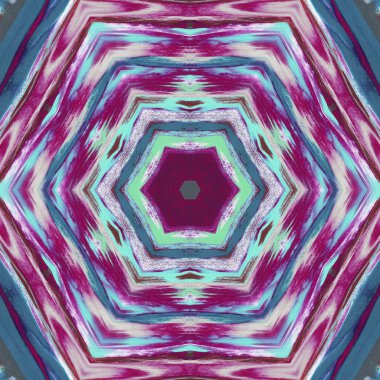 andala kaleydoskopi. Etnik renkli modern soyut ve karalama tekniğiyle kağıda yağlı boya çizilmiş. Kusursuz desen fraktür, doku, arkaplan