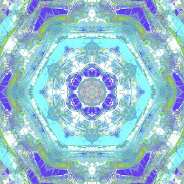 andala kaleydoskopi. Etnik renkli modern soyut ve karalama tekniğiyle kağıda yağlı boya çizilmiş. Kusursuz desen fraktür, doku, arkaplan