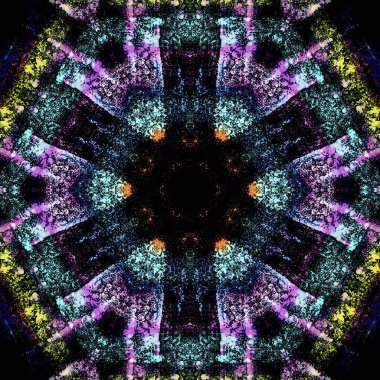 andala kaleydoskopi. Etnik renkli modern soyut ve karalama tekniğiyle kağıda yağlı boya çizilmiş. Kusursuz desen fraktür, doku, arkaplan